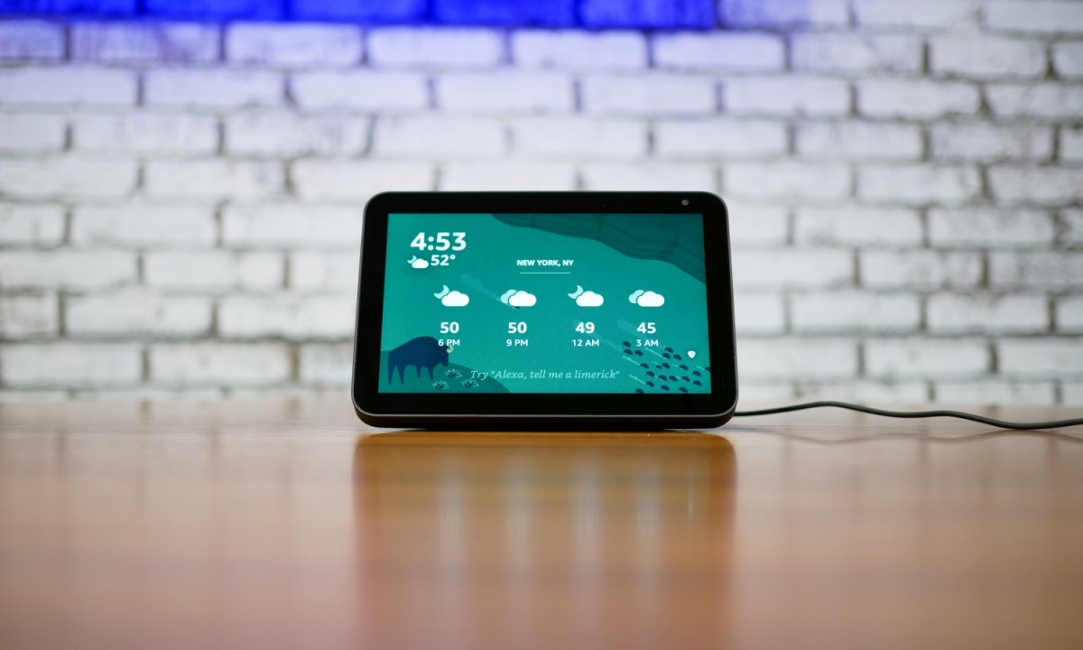 Amazon Echo Show 8 on a counter.