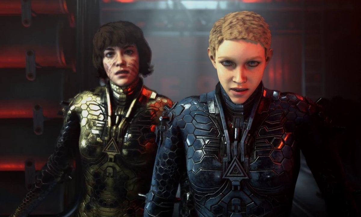 BJ's two daughters wearing power armor suits.