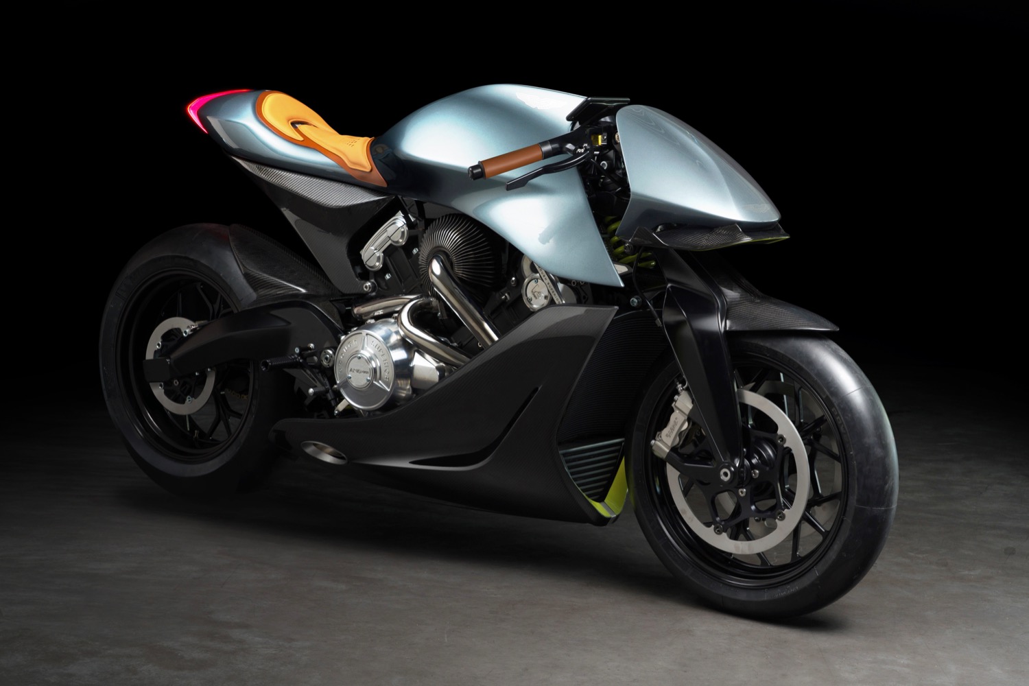 aston martin launches its first motorcycle amb 001 by and brough superior