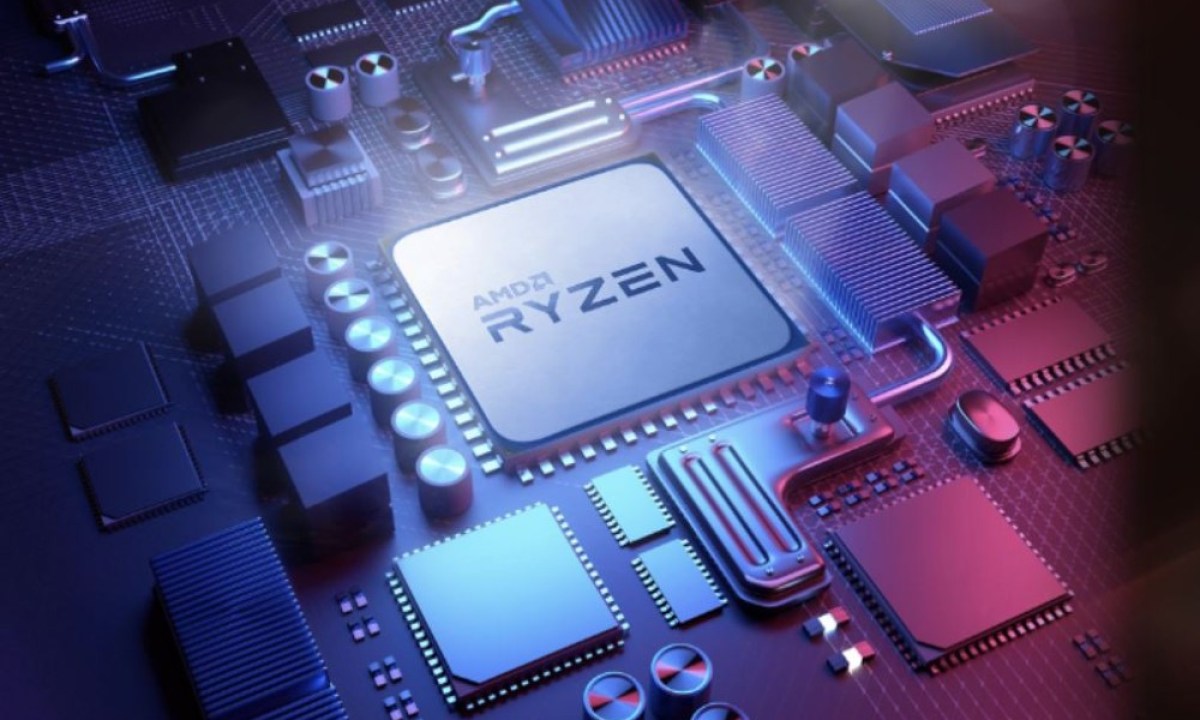AMD Ryzen processor in a motherboard.