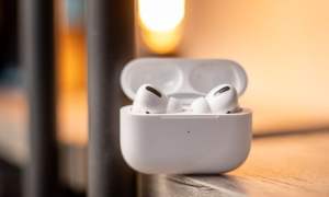 The Apple Airpods Pro in their charging case.