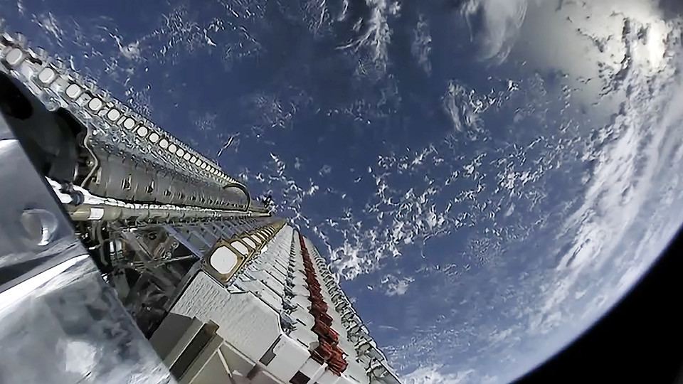 Starlink satellites being deployed by SpaceX.