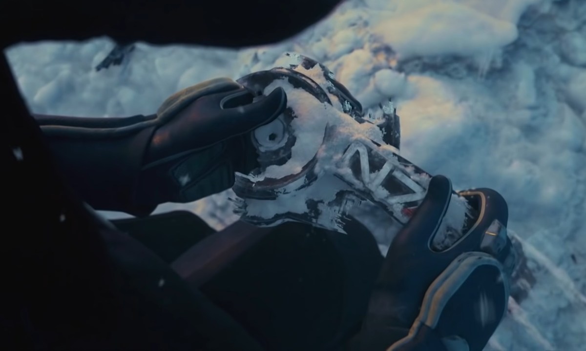 A frozen piece of N7 armor.