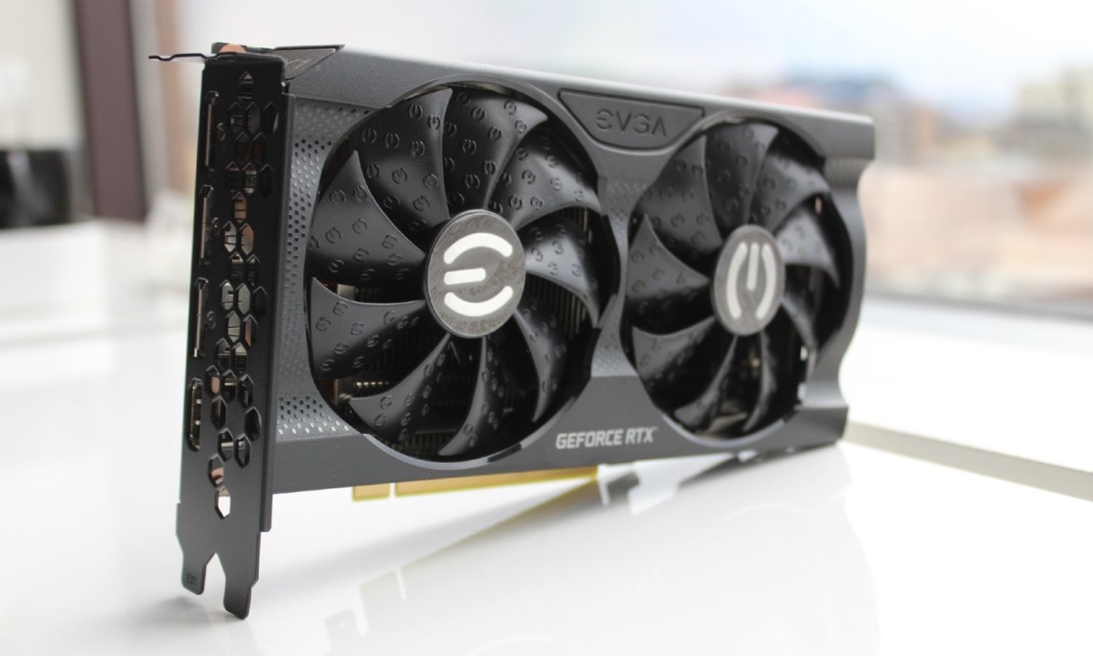 EVGA RTX 3060 sitting on a table.