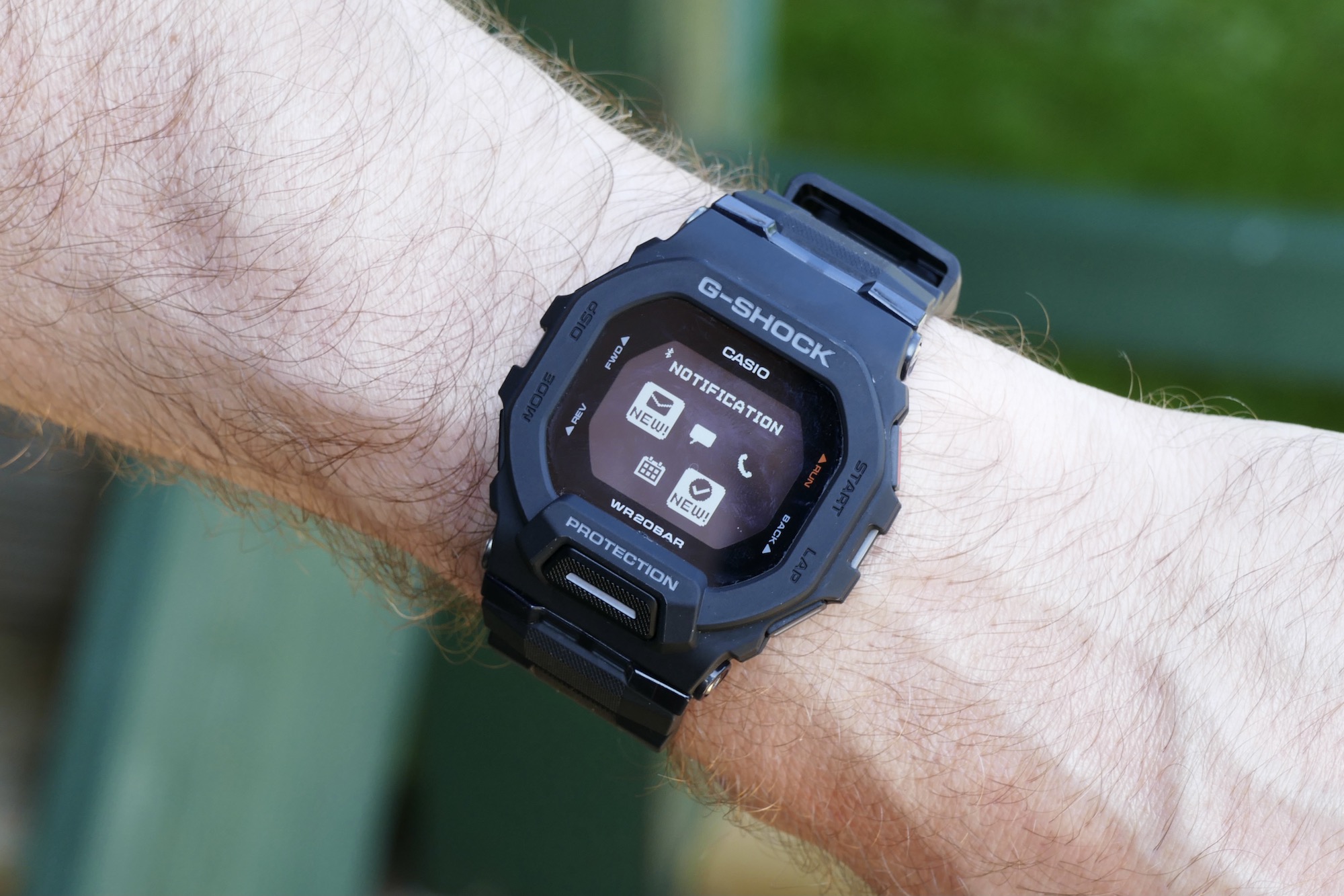 Notification screen on the Casio G-Shock GBD-200.