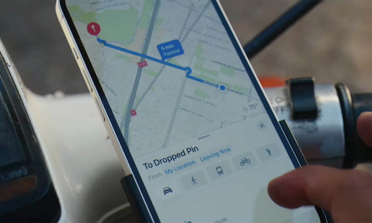 Maps app being used on the iPhone 13.