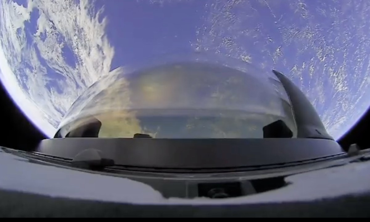 The glass dome on SpaceX's modified Crew Dragon spacecraft.