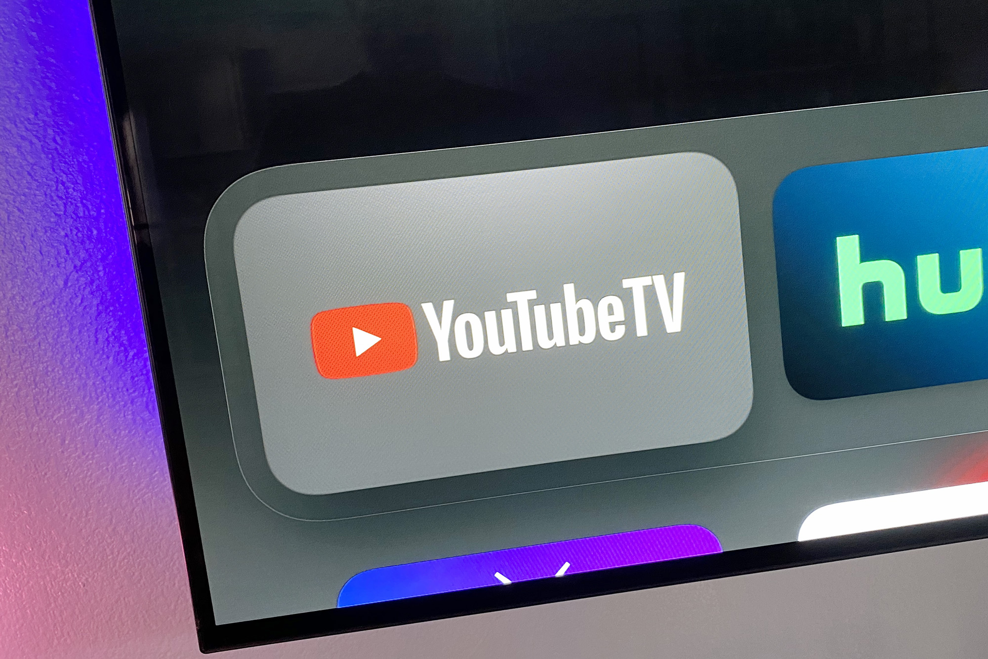 YouTube TV app icon on Apple TV.
