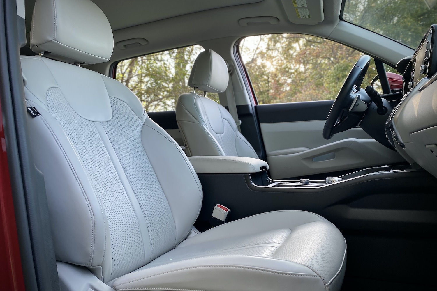 Front passenger's side seat in the 2021 Kia Sorento Hybrid.
