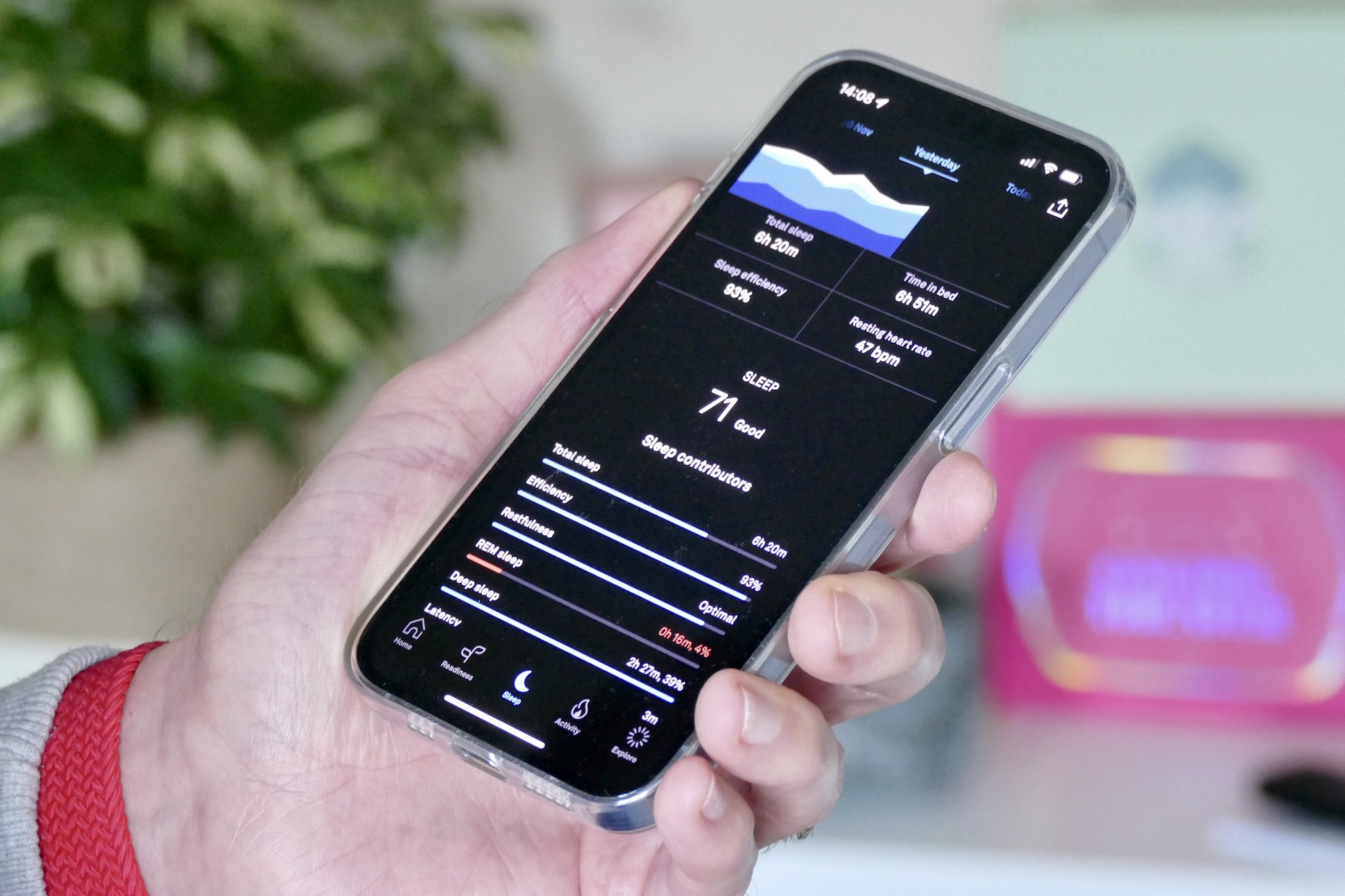 Oura Ring app's sleep page.