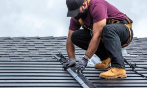 solar shingles being installed