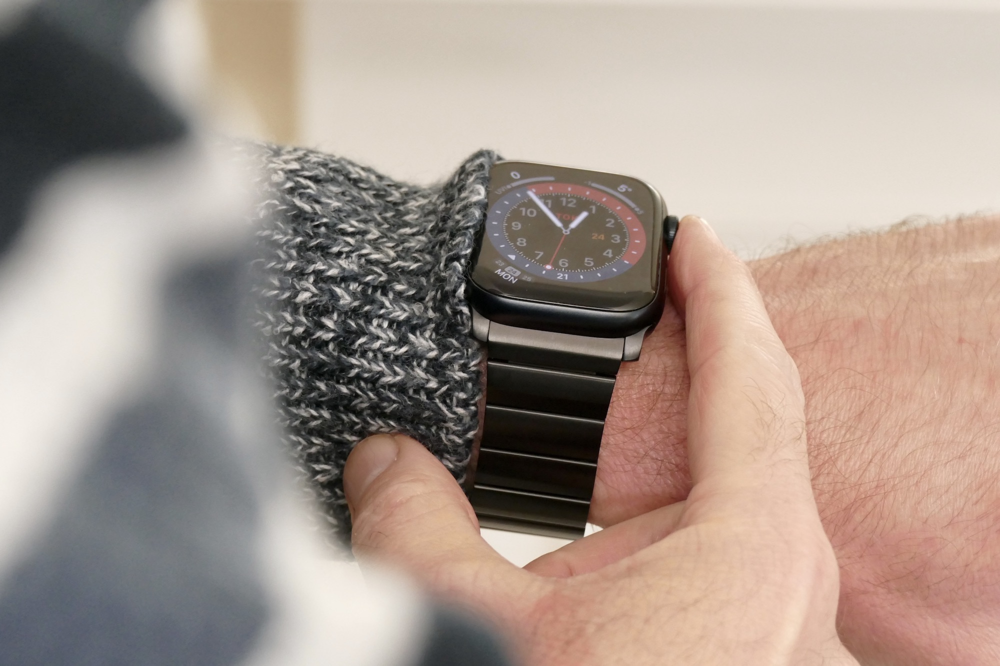 Nomad Titanium Band for the Apple Watch side view.