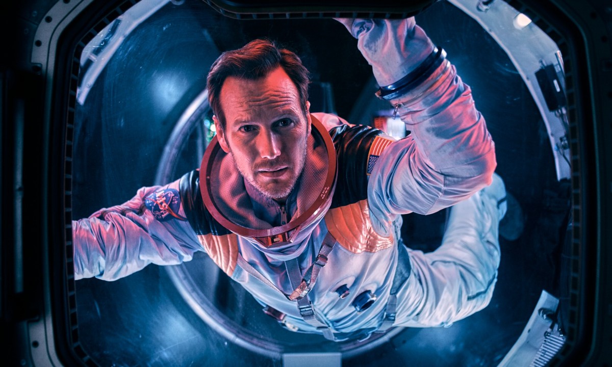Patrick Wilson floats inside a space shuttle in Moonfall.