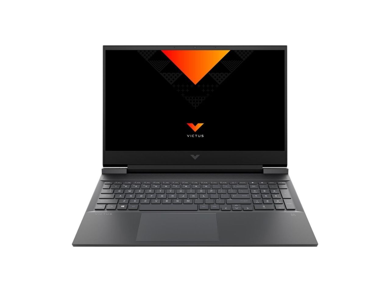 HP Victus 16 gaming laptop on white background.