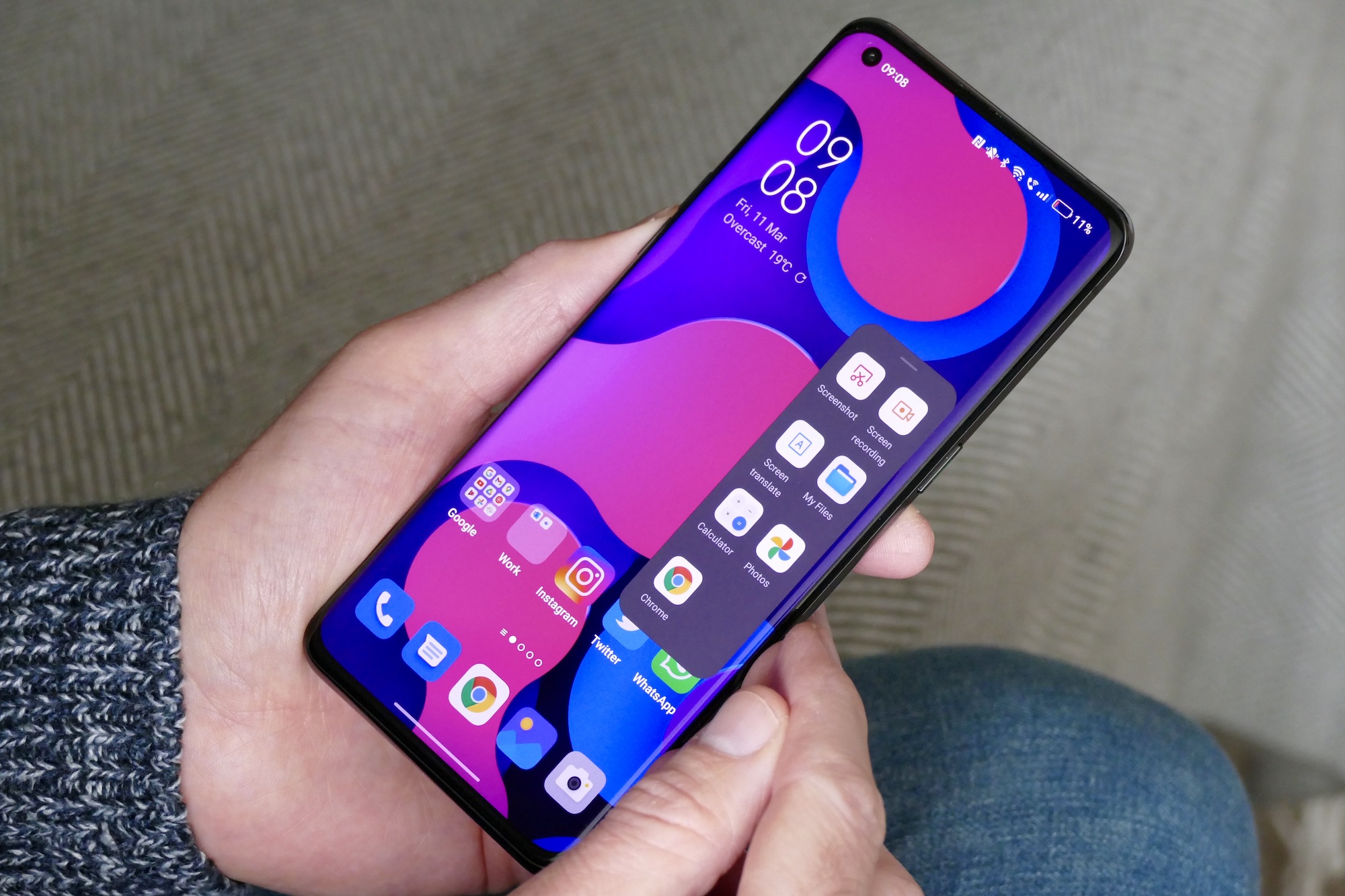 Shortcut menu on the Oppo Find X5 Pro.