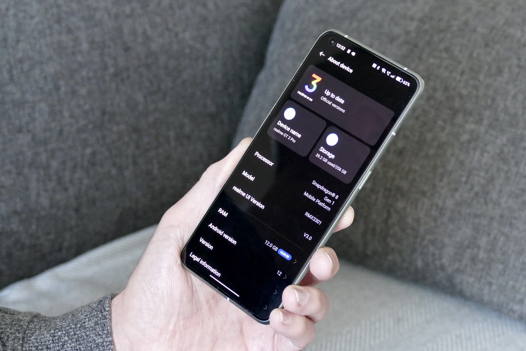 Realme GT 2 Pro About Device page.