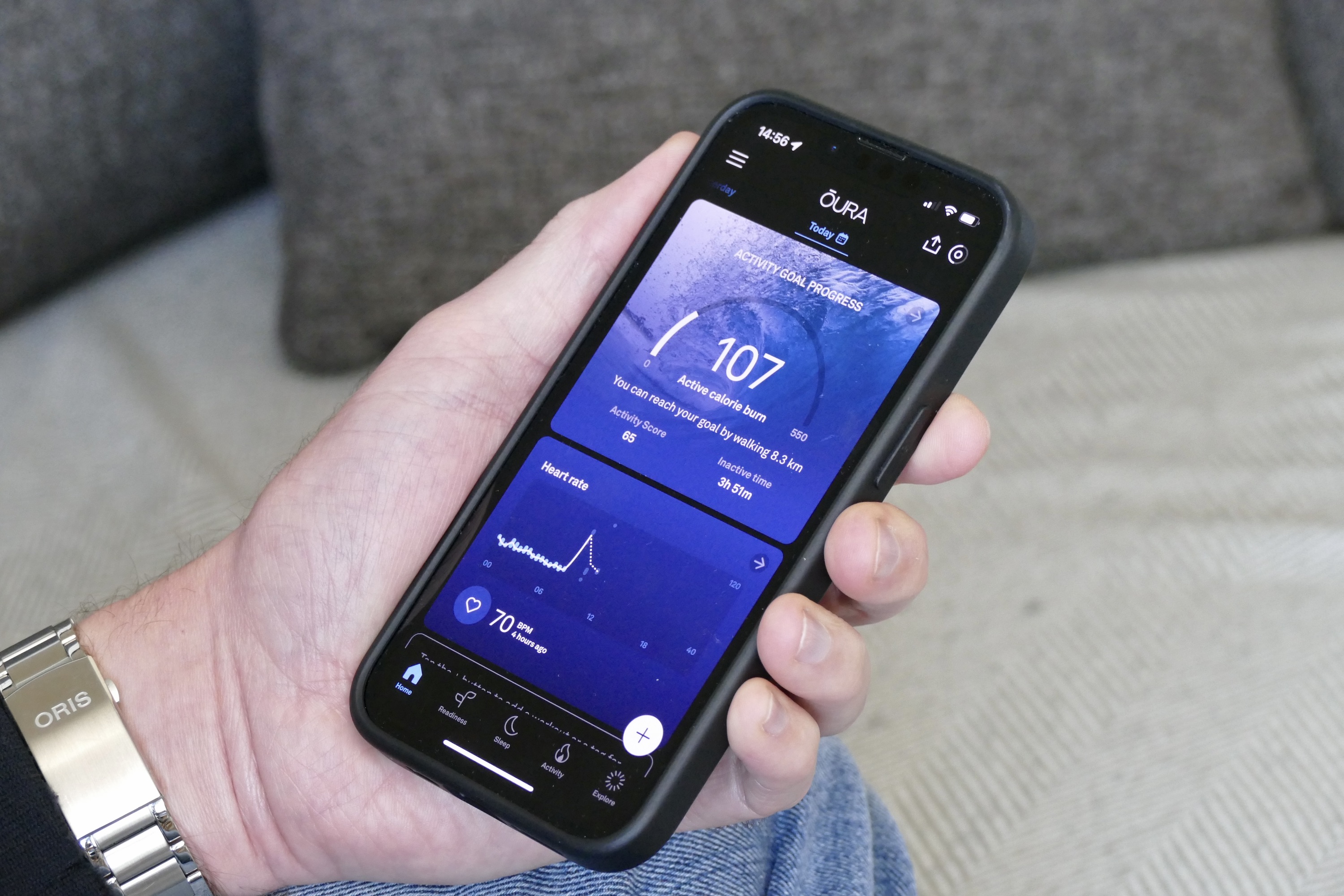 The Oura Ring app showing daily goal data.