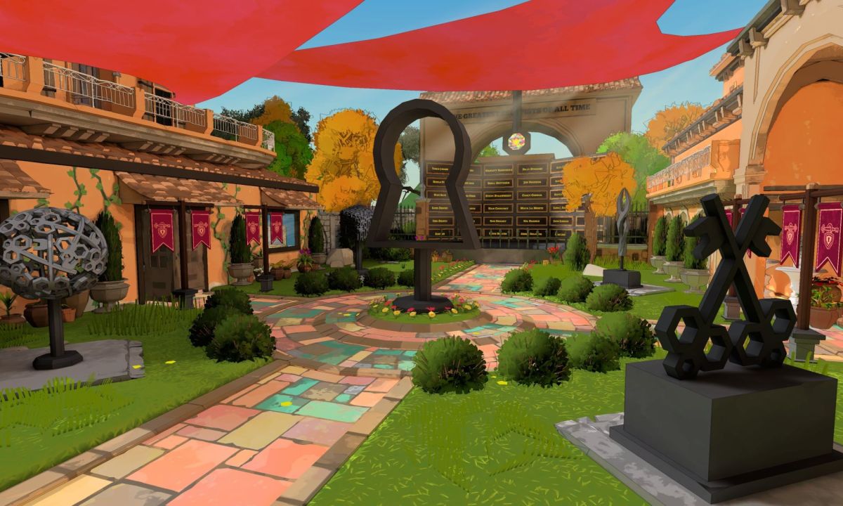A plaza in Escape Academy.