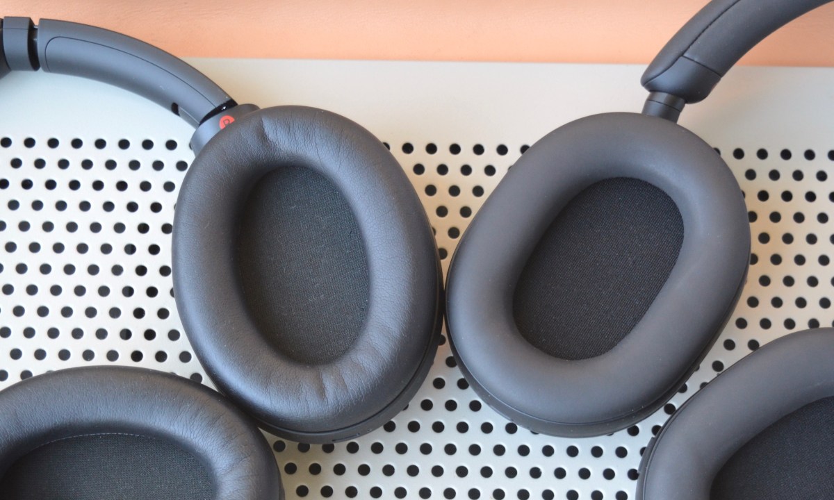 Close-up of earcups on Sony WH-1000XM4 and WH-1000XM5.