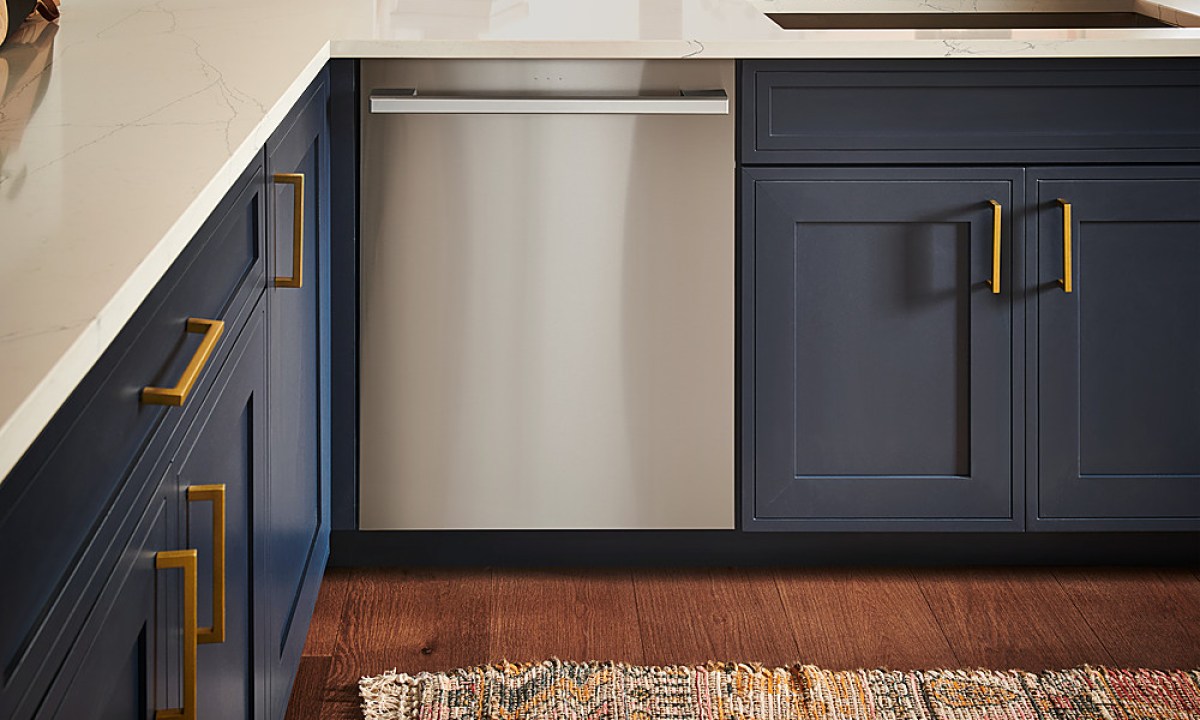 The LG Studio 24-Inch Dishwasher in a kitchen.