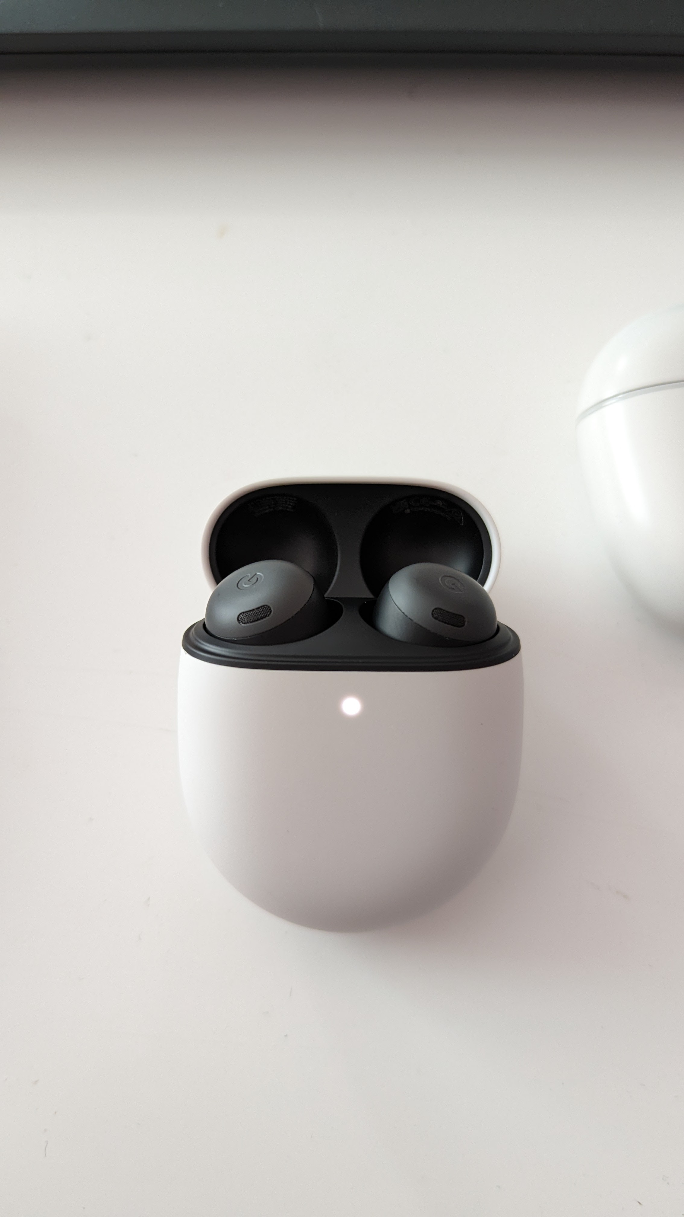 The Pixel Buds Pro case open.