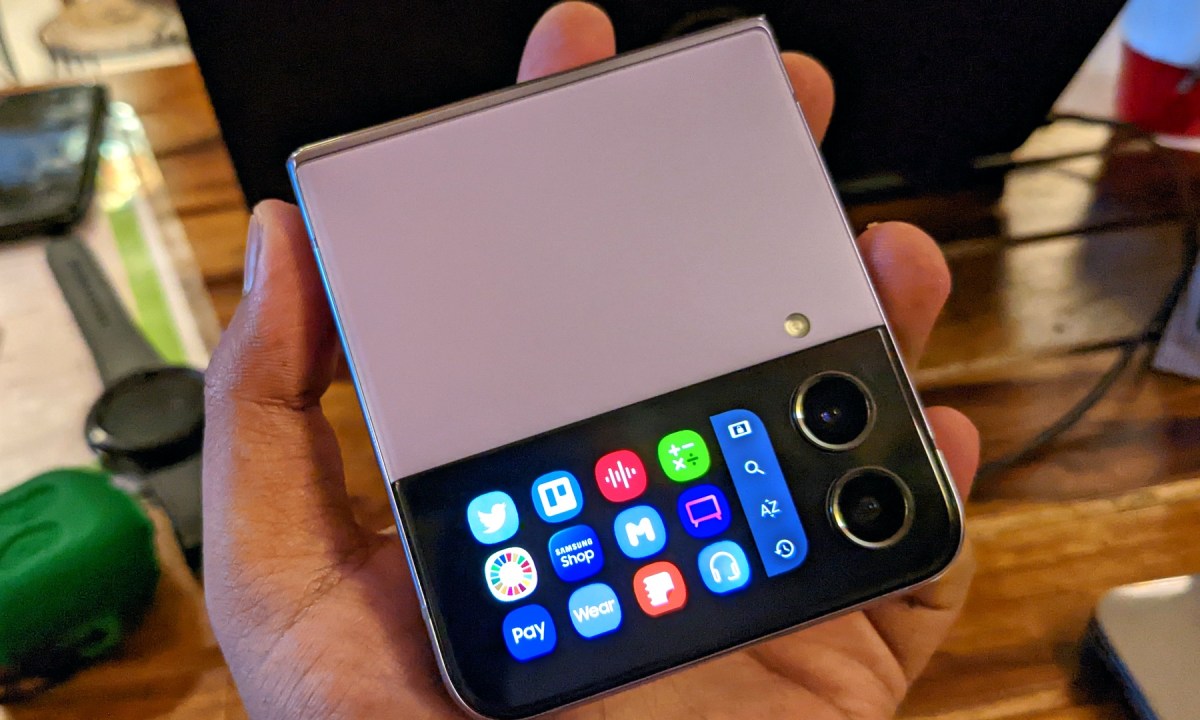 Samsung Galaxy Z Flip 4 with CoverScreen OS on main screen