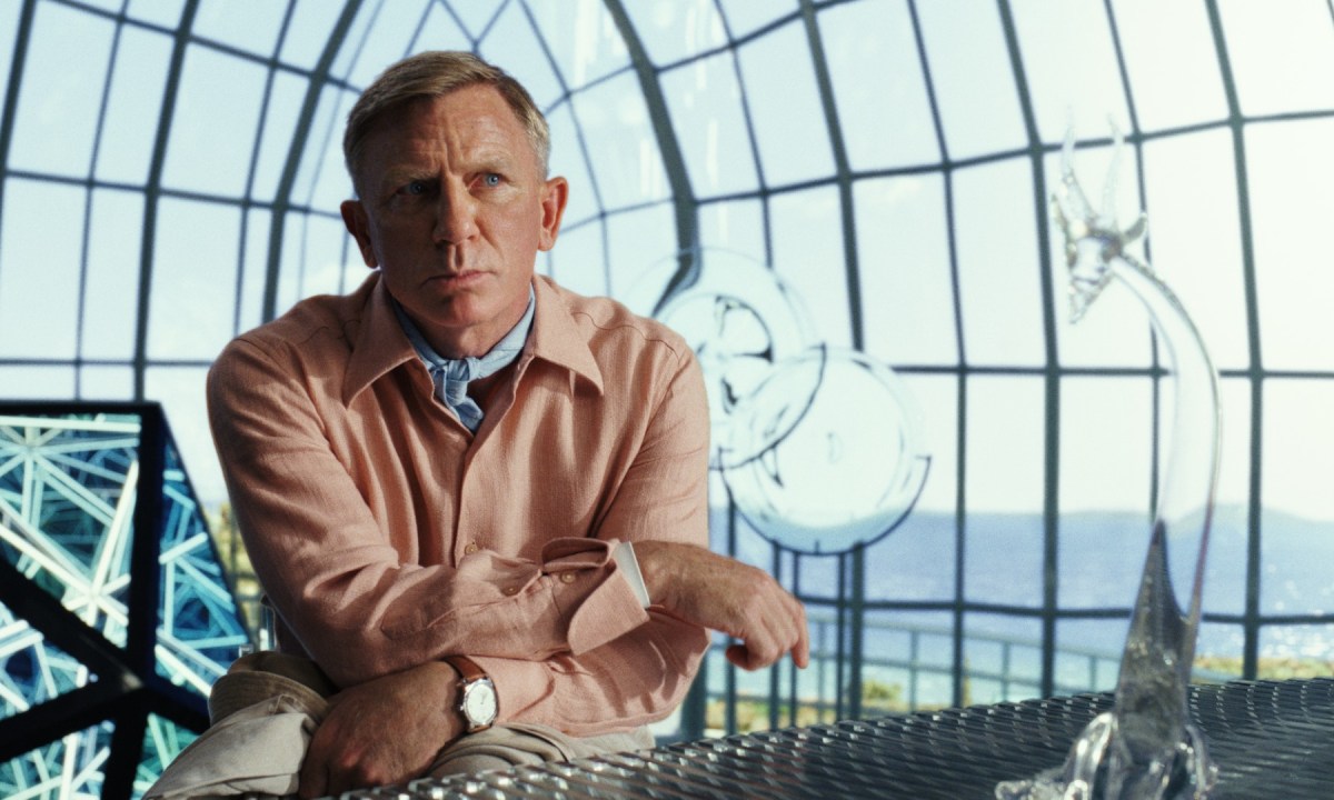 Daniel Craig looks in the camera in Knives Out 2.