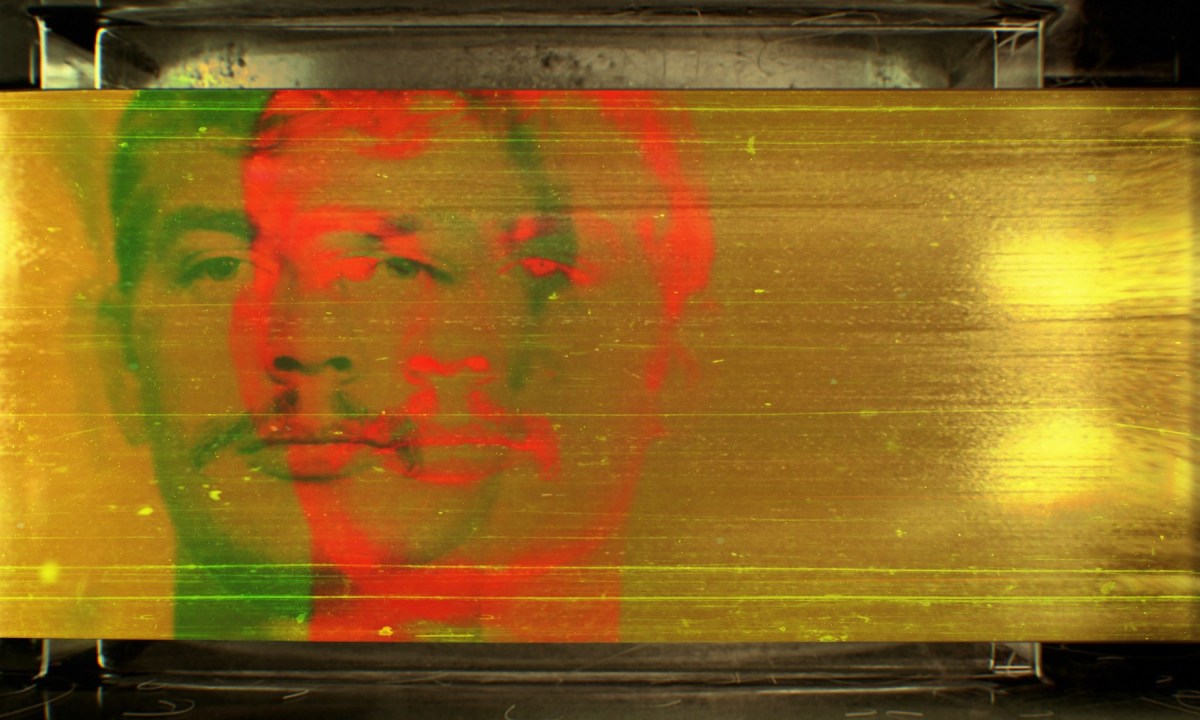 A superimposed image of Jeffrey Dahmer in Conversations with a Killer.