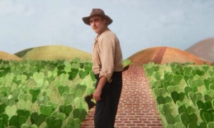 A man looks behind him in Beau is Afraid.