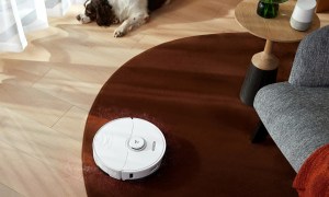 The Roborock S8 Pro Ultra cleaning up pet fur.