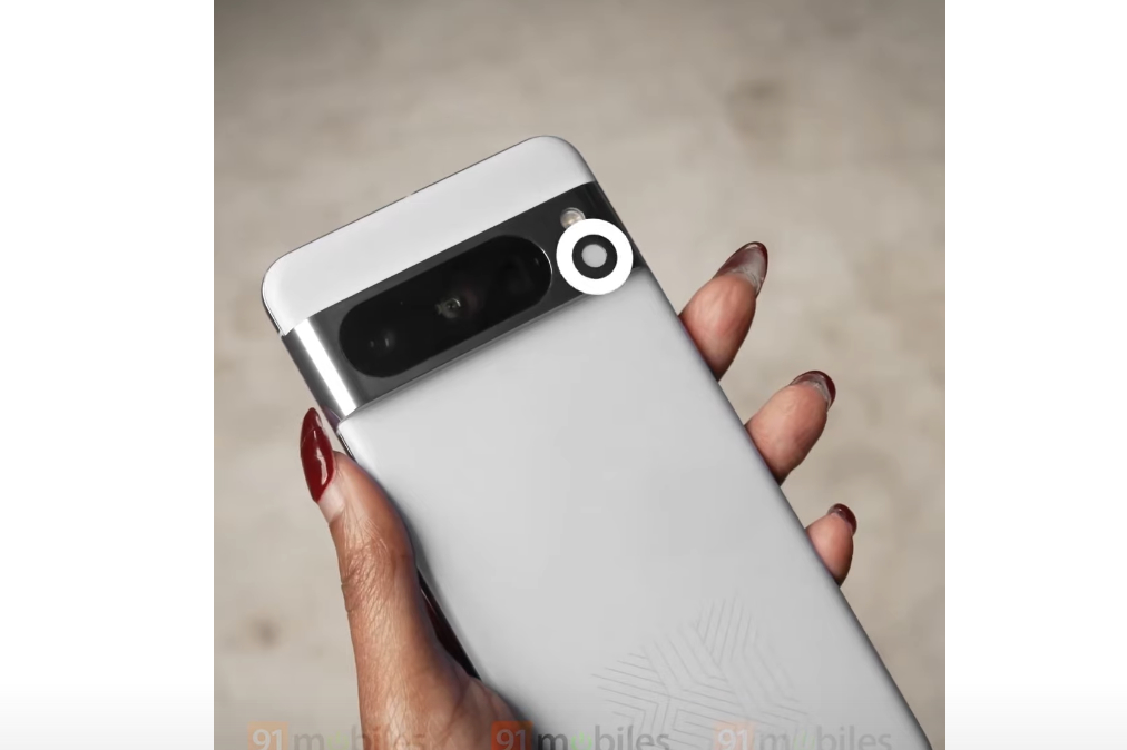 Google Pixel 8 Pro in a leaked hands-on video, showcasing its temperature sensor.