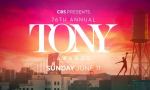 The logo for the 2023 Tony Awards on CBS.