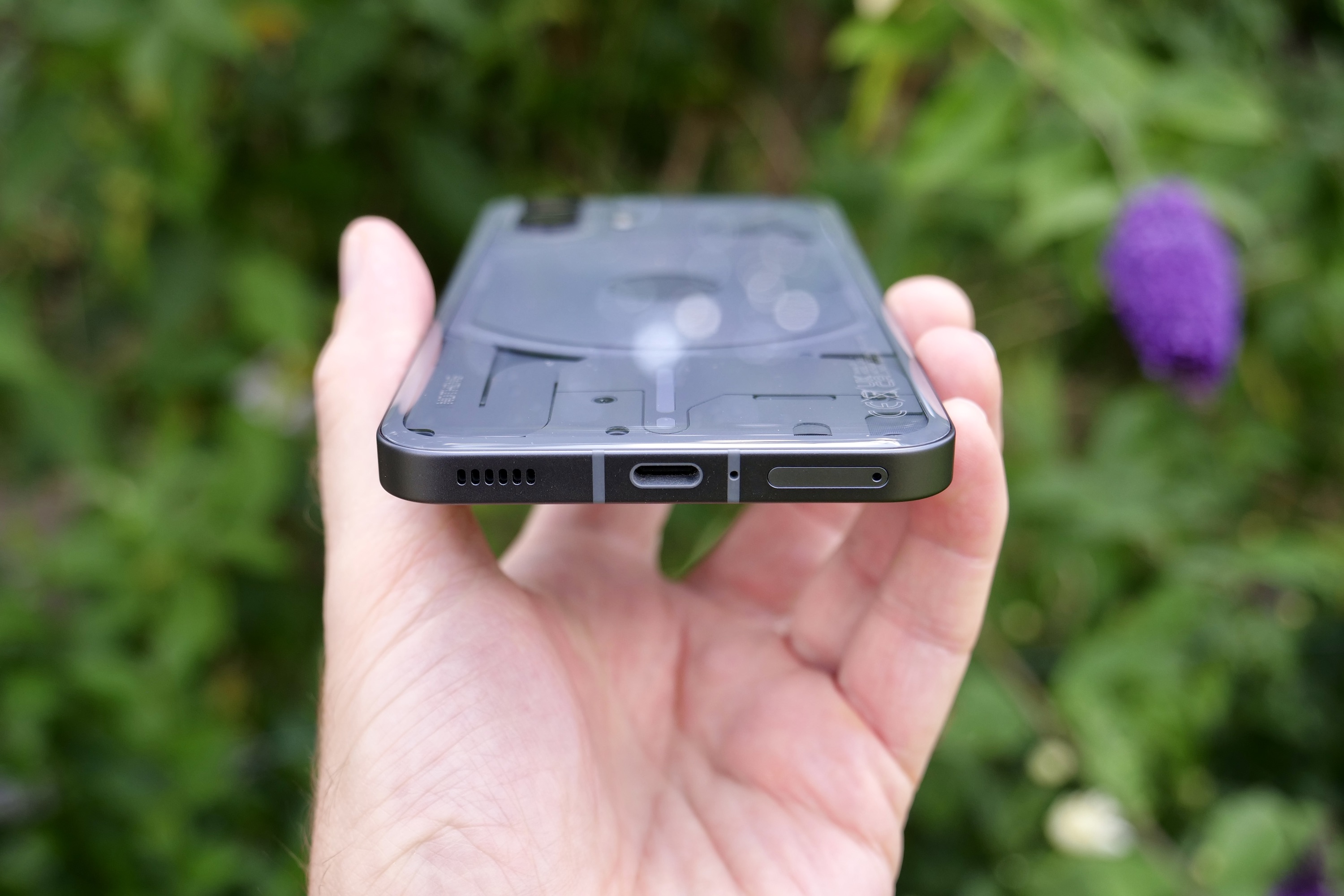 The charging port on the Nothing Phone 2.