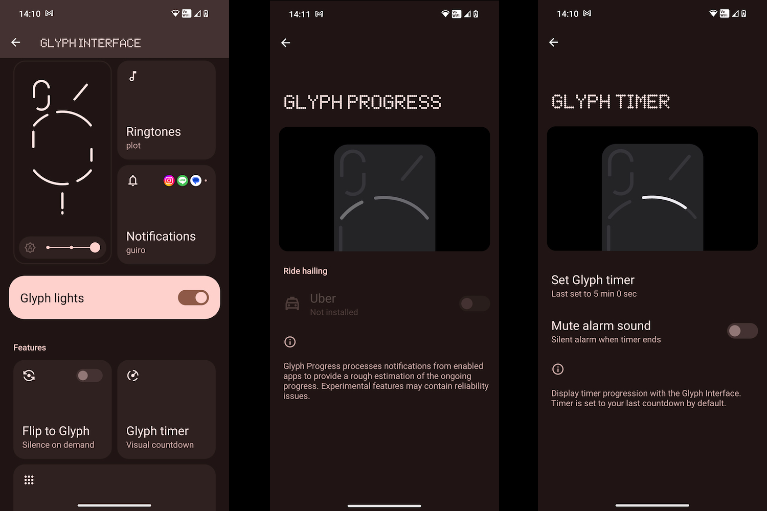 Screenshots taken from the Nothing Phone 2's software.