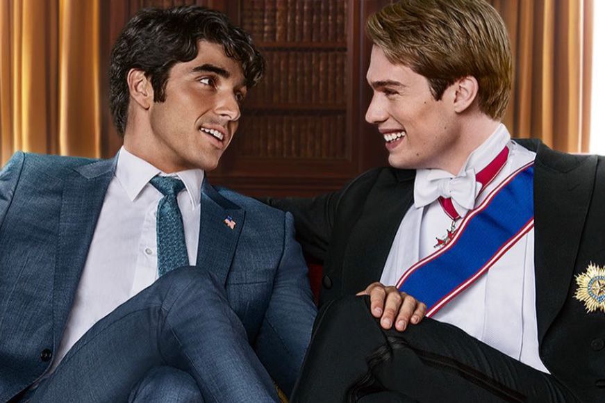 Two men look at each other in Red, White & Royal Blue.
