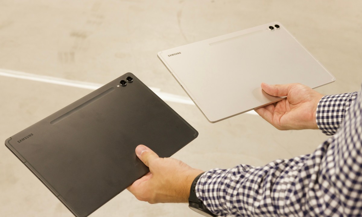 The Samsung Galaxy Tab S9 Plus and Galaxy Tab S9 Ultra next to each other.