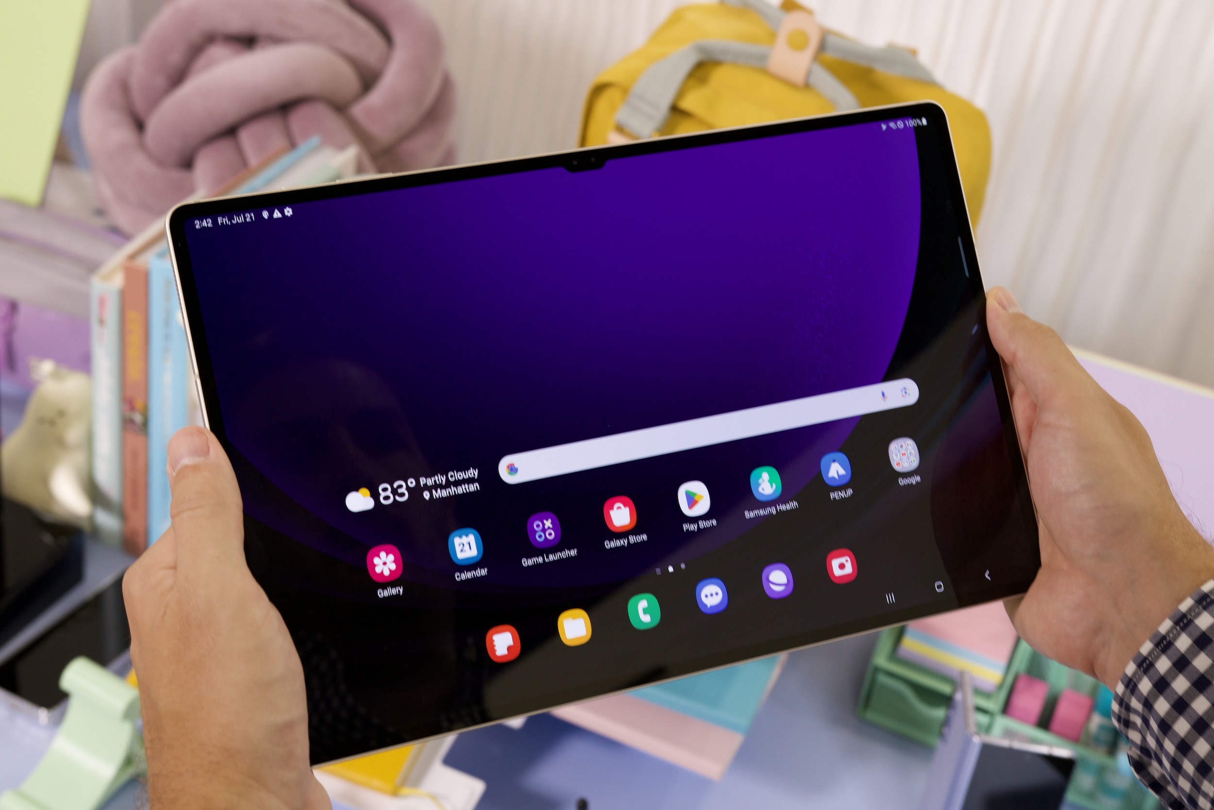 The home screen on the Samsung Galaxy Tab S9 Ultra.