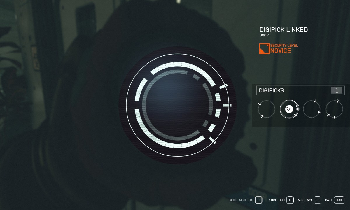 A circular ring lockpick game in Starfield.