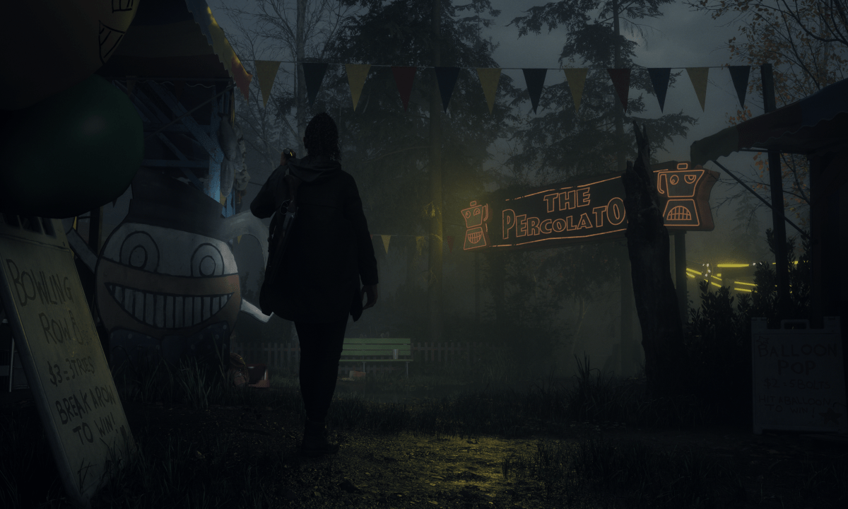 Saga walks through Coffee World in Alan Wake 2.
