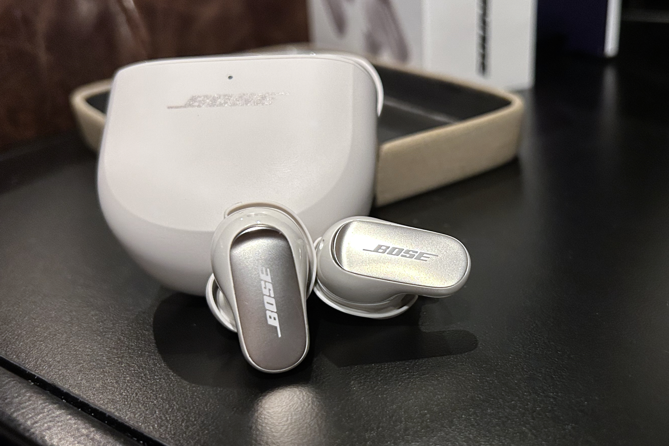Bose QuietComfort Ultra Earbuds in white.