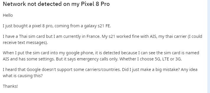Pixel 8 network issue post 8.