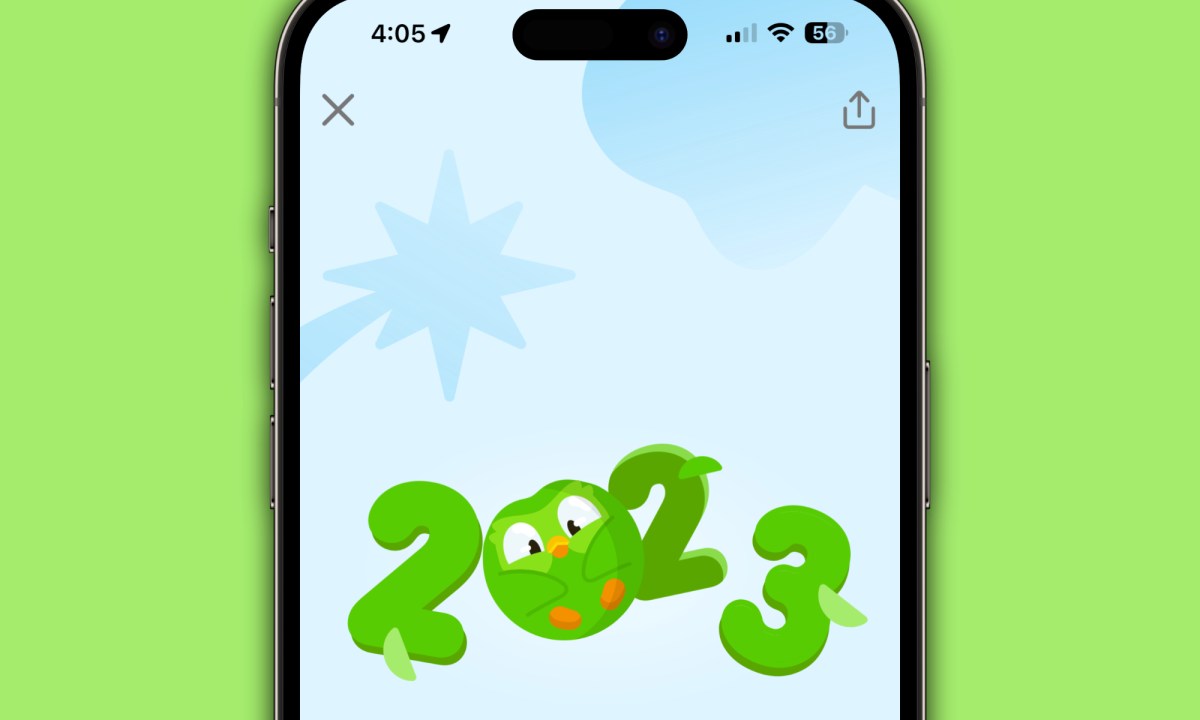 Duolingo 2023 Year in Review running on an iPhone.