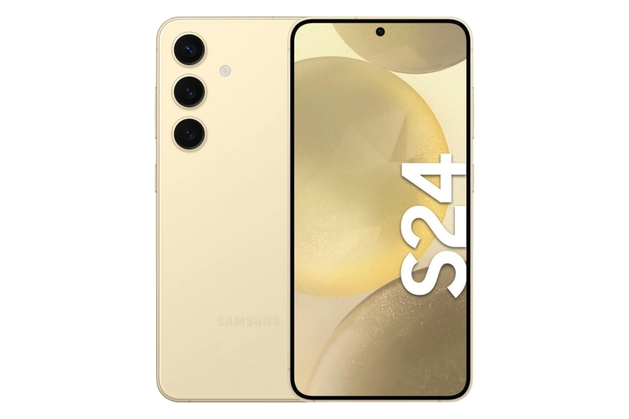 A render of a yellow Samsung Galaxy S24.