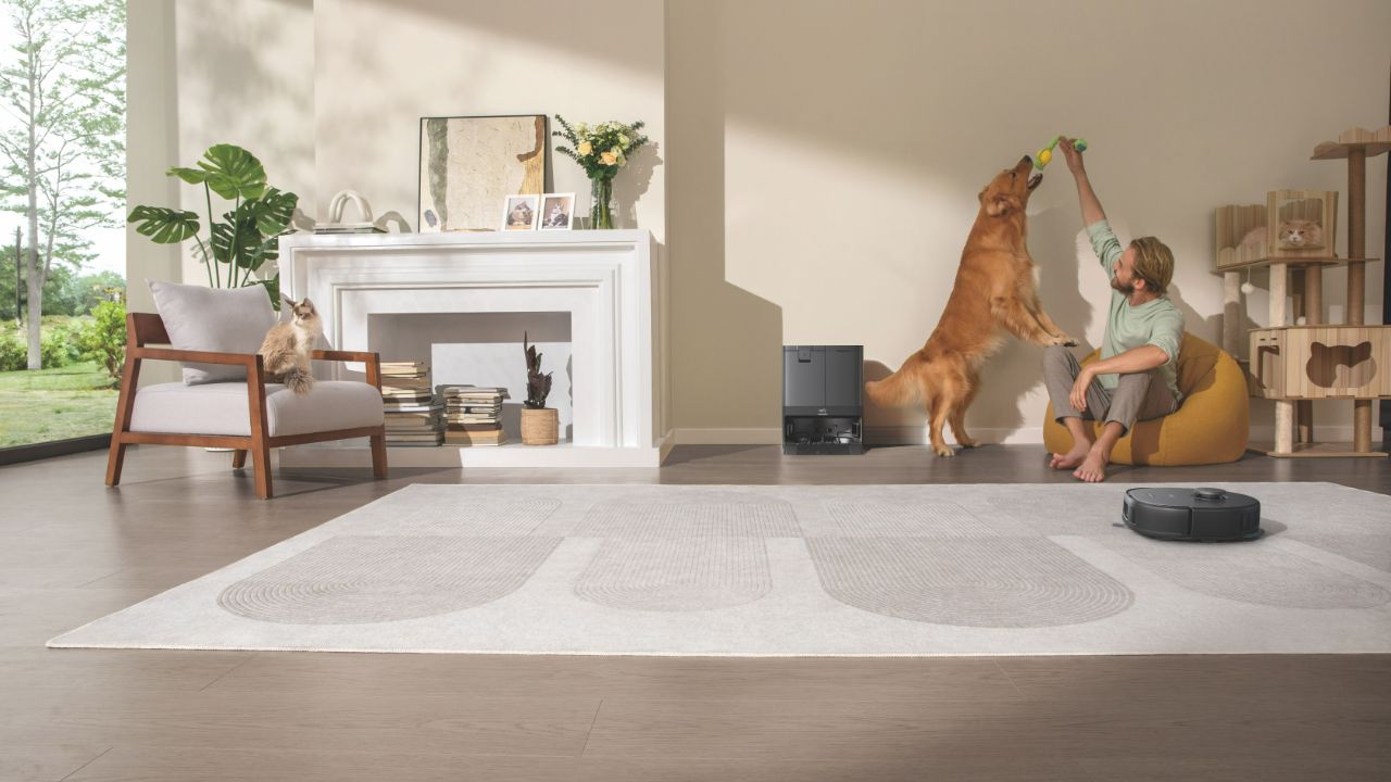 The Eufy X10 Pro Omni in a living room.