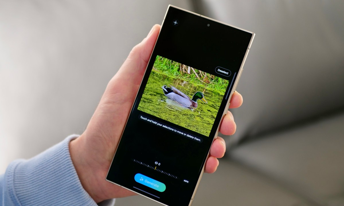 Editing a photo using the Samsung Galaxy S24 Ultra's Generative AI tools.