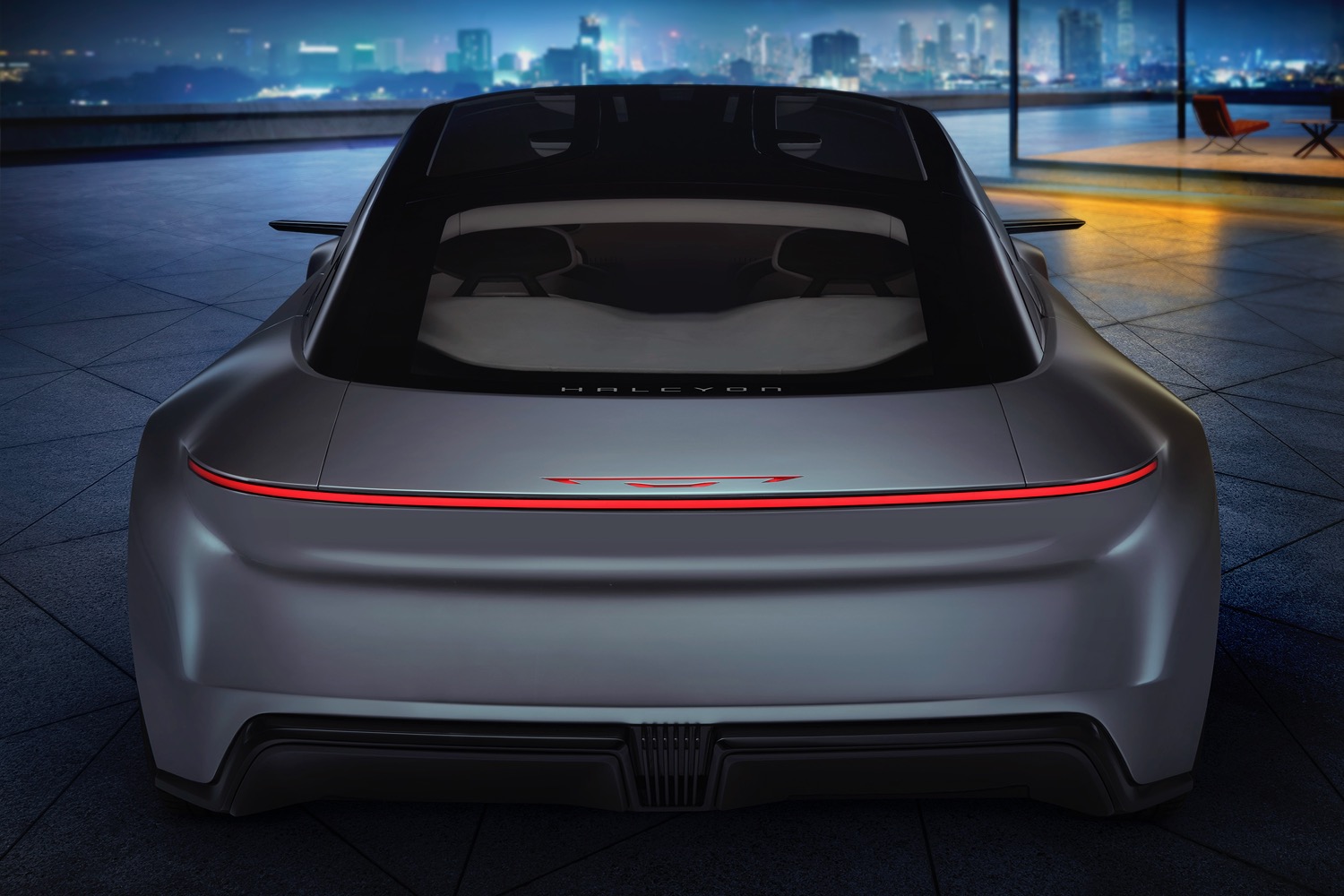 Rear view of the Chrysler Halcyon concept.