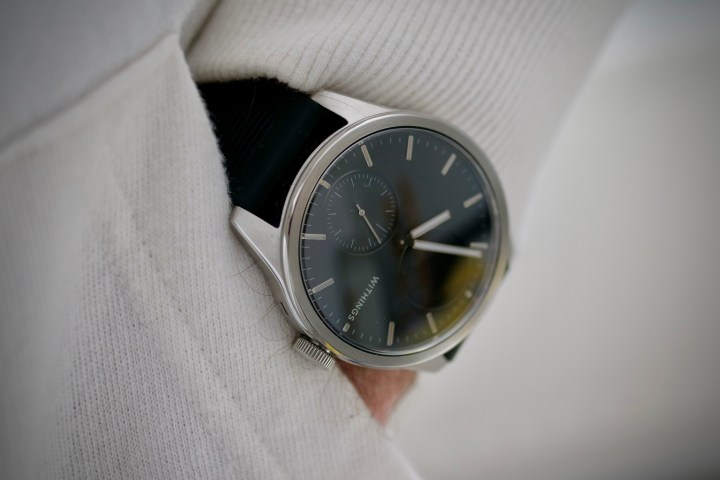 A person wearing the Withings ScanWatch 2.