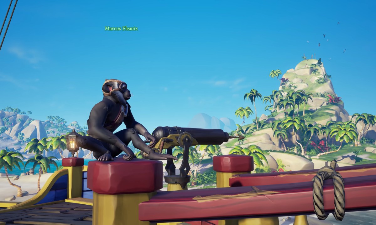 A monkey on a post in Sea of Thieves