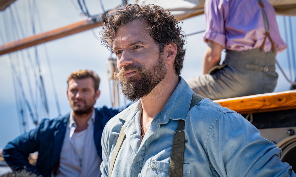 Henry Cavill wears suspenders in The Ministry of Ungentlemanly Warfare.