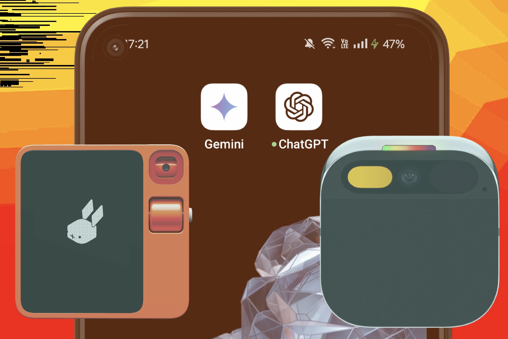 Gemini, ChatGPT, Humane Pin, and Rabbit R1.